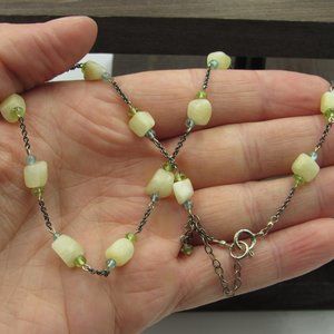 16" Sterling Rustic Stone Topaz & Peridot Necklace